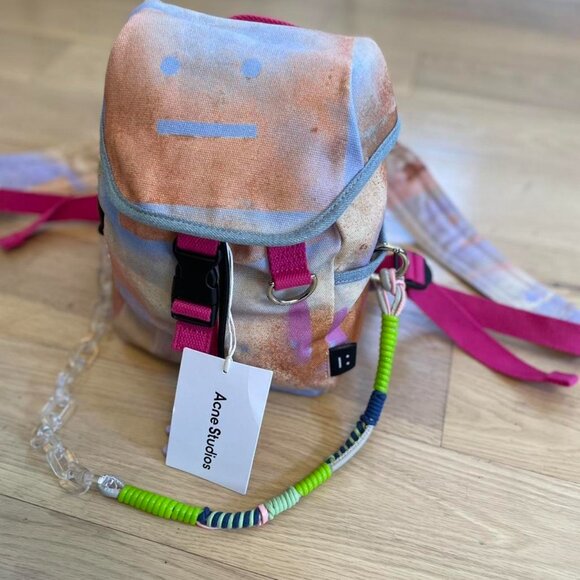 Acne Studios Face Motif Canvas Backpack - Picture 7 of 8